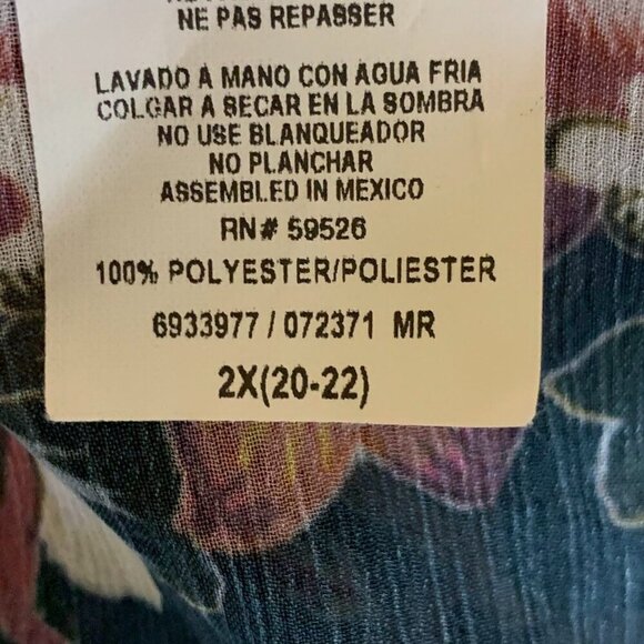 Becca By Rebecca Virtue Floral V Neck Relaxed Swim Cover Size 2X - Picture 9 of 12